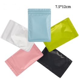 7.5*12cm 100pcs Matte Food Aluminum Foil Packing Bags Gift Storage Zip Lock Seal Packaging Bag Pouches Smell proof with tear notch