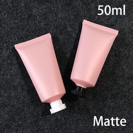 50ml Matte Pink Plastic Cream Bottle 50g Empty Cosmetic Squeeze Soft Tube Frost Facial Lotion Package 30pcs T2008192033