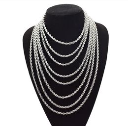 HIPHOP Men women Stainless steel twist chain Necklace 5MM Rope chain Necklace 16"/18"/20"/22"/24" /26"//28" /30" for Pendants