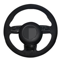 Steering Wheel Cover Hand-stitched Black Suede For Audi A1 8X A3 8V Sportback A4 B8 Avant A5 8T A6 C7 A7 G8 A8 D4 Q3 8U Q5 8R
