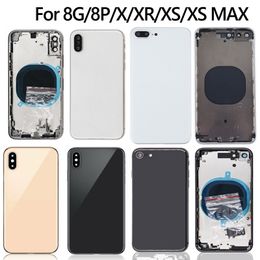 Best Quality For iphone 8 8plus X XR XS XS MAX Back Glass Middle Frame Chassis Full Housing Assembly Battery Cover door