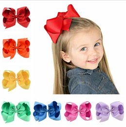 Kids Girl Big Bow Hairpin Children Large Hairpins Solid Ribbon Hair Bow Clips Barrettes Hair Accessories 6 Inch 30 Colors BT5734