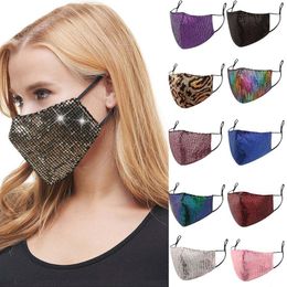 2020 Fashion Bling Bling Sequins Protective Mask PM2.5 Dustproof Mouth Masks Washable Reusable Women Face Mask DHL Free Shipping