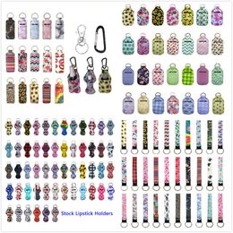 Keychains & Lanyards 229 Styles Neoprene Hand Sanitizer Bottle Holder Keychain Bags 30ml Hand Sanitizer Bottle Wristlet Keychain Chapstick Holder 3HJ3