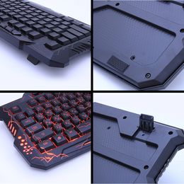 Freeshipping Russian/English Gaming Keyboard LED 3-Color M200 USB Wired Colourful Breathing Backlit Waterproof Computer Crack Keyboard