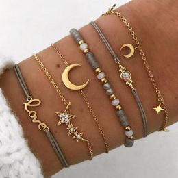 S1738 Hot Fashion Jewellery Bracelet Star Mon Charms Pendant Braceclet Beads Bracelets 6pcs/set