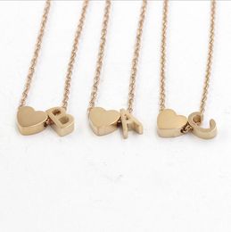 26 Intial Letter Alphabet Heart Pendant Necklace for Women Gold Silver Colour A-Z Stainless Steel Necklace Chain Jewellery Gift DHL fast ship