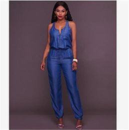 Slim Casual Women Jumpsuit Designer Female New Waist Vest Rompers Summer Fashion Trend Wide-leg Jeans Jumpsuits Clothes