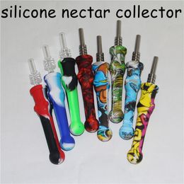 Colourful Hookahs Silicone Nectar With 14mm Titanium Tip Glass Bubble Carb Caps Concentrate Silicon Pipes Dab Straw Oil Rigs