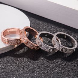 S925 sterling silver gypsophila ring fashion gypsophila 18k rose gold plated three-row diamond ring for men and women couples
