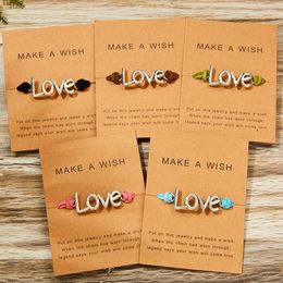 Make a Wish Paper Card Love Woven Adjustable Bracelet Fashion Jewellery Gift For Women Men Lover Jewellery 2020