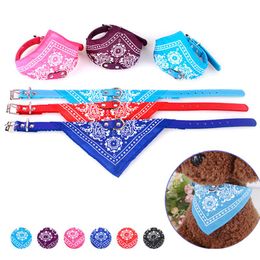 7 Colors 5 Size Adjustable Dog Collar Puppy Cat Scarf Collar for Dogs Cats Bandana Neckerchief Paisley Pattern Pet
