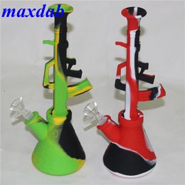 DHL SHIP New AK47 design hookahs Silicone Bong oil rig bubble Silicon Hookah Shisha Water Pipe Portable Hookahs smoking pipes ash catcher