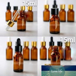 624pcs/lot Empty E liquid Oil Bottles 15ml Amber Glass Dropper Bottle With Childproof Cap