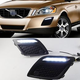 2PCS For Volvo XC60 2011 2012 2013 Daytime Running Lights Daylight Car LED DRL Fog head Lamp cover car-styling