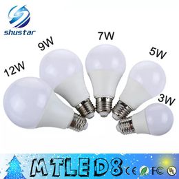 DHL E27 3W 5W 7W 9W 12W 220V 110V Real Watt LED Bulb Light SMD5730 Fast Heat Dissipation High Bright Lampada LED Lamps