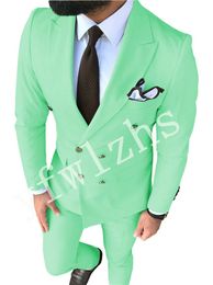 Popular Double-Breasted Groomsmen Peak Lapel Groom Tuxedos Men Suits Wedding/Prom Best Man Blazer ( Jacket+Pantst+Tie) Y137