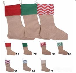 12*18inch new high quality canvas christmas stocking gift bags large size plain burlap decorative socks Fireplace Hanging for Family Holiday Xmas Party Decor
