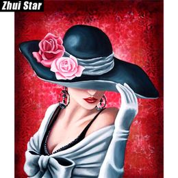 Zhui Star Full Square Drill 5D DIY Diamond Painting "hat beauty" handmade 3D Embroidery arts Cross Stitch Mosaic Decor gift