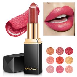HANDAIYAN 3D Glitter Lipstick Waterproof Long Lasting Shimmer Lipstick 9 Colours Available Lips Makeup