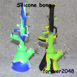 New Shape AK47 Silicone Water Bongs Removable hookah bong with glass filter bowl silicone dab rig for smoke unbreakable