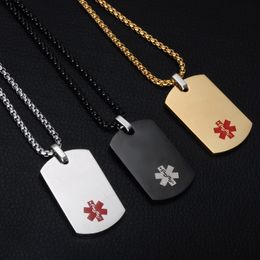 Medical Sign Dog Tag Pendant Stainless Steel Necklace Titanium Steel Snake Rod Cross First Aid Jewelry