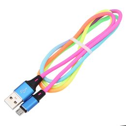 Colourful 1m/3ft USB cables Fast Charging 2A High Quality Rainbow Data Cable for Android Phone Type C Samsung S8 S9 S10 Note 9 Note 8