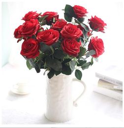 European Fake Flowers 10 French Roses Bouquet Living Room Decoration Table Floral Home Wedding Decoration 8 Designs 45cm BT379
