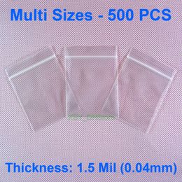 Multi Sizes 500 PCS 1.5 Mil Poly Zipper Bags Inch (1.5" - 9.4") x (2.5" - 13.8") Plastic Storage Packing Pouch (40 to 240mm) x (65 to 350mm)