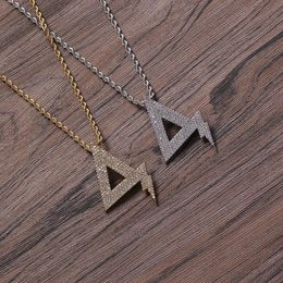 Wholesale Hips Hops 18K Gold Plated Triangle Necklace Pendant Necklace for Men and Women