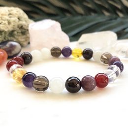 MG0870 8 mm Mixed Gemstone Bracelet Women`s Natural Stone Yoga Mala Bracelet Tibetan Balance Protection Bracelet