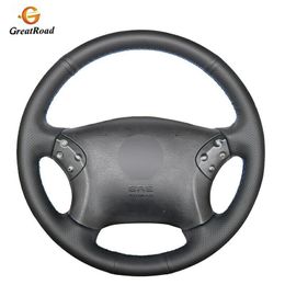 DIY Black genuine leather Customised Car Steering Wheel Cover for Mercedes Benz W203 C-Class 2001-2007 car accessories