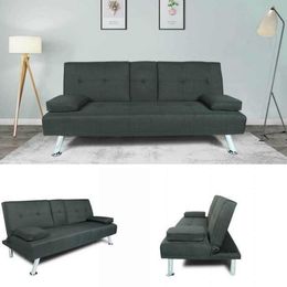 US STOCK Warehouse FUTON SOFA BED SLEEPER DARK GREY FABRIC W22303581