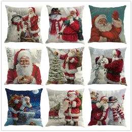 NEW Christmas Festival Pillow Case Santa Claus Printing Dyeing Sofa Bed Home Decor Pillow Cover Bedroom Christmas Cushion Cover