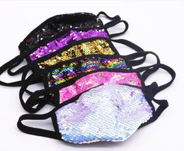 Reusable Face Mask Cotton Mouth Nose Covers Sequin Bling Diamante Breathable Rainbow Colours anti dust paert wears adults size