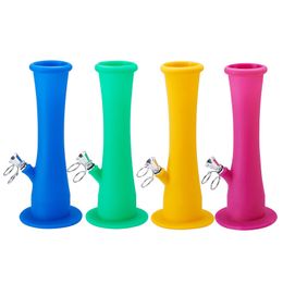 9.2 inches Silicone bong with metal downstem Diffuse coloured Portable foldable Smoking Water bongs 235 mm