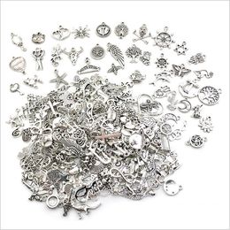 Mixed 300pcs Tibetan Silver Charms Pendants Alloy Jewelry Earring Findings Tree Leave Wings Small Hangings Jewellery Accessories Wholesale