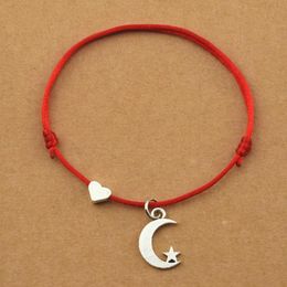 20pcs/lot Red String Cords Love Heart Star Moon Charm Bracelets for Women Lover Jewellery Gifts