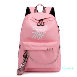Designer- Women Oxford Luminous Letter Backpack Teenage Girl Fashion Preppy School Bags College Student Waterproof Shoulder Bag