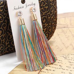 2021New Arrival Bohemia Style Dangle & Chandelier Vintage Colours Women Earrings Luxurious Faux Diamond Stud With Long Tassels Fashion Ear Ring