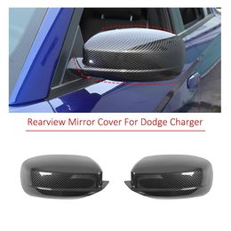 ABS Car Rearview Mirror Shell Carbon Fibre Decoration Cover For Dodge Charger 2010 UP Car Exterior Accessories