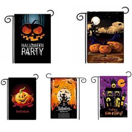 47 * 32cm Halloween Pumpkin Pattern Flag Flax Pumpkin Series Garden Flag Printed Halloween Party Flag SN4610