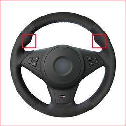 Black Suede Car Steering Wheel Cover for BMW E60 E63 E64 Cabrio M6 2005 2006 2007 2008 2009 2010 Accessories