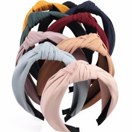 Women Lady Bow Hair Hoop Hair Accessories Headwear Girl Headband 9 Colours Solid Knotted Headband Hairband For