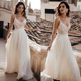 Ever-Pretty Womens Modern Double V Neck Empire Waist A Line Short Sleeve Elegant Embroidered Tulle Long White Simple Wedding Dresses 00723EH