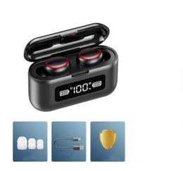 New F9 Wireless Bluetooth Earphone LED Display Touch Control 2000mAh Power tws5.0 sports Headphone HiFi Stereo Earbuds Headset With Mic