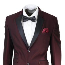 Burgundy Mens Suit 2 Pieces Jacket Pants Two Button Formal Wear Groom Man Suit Wedding Tuxedos Wear221F