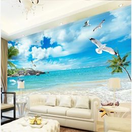 beautiful scenery wallpapers 3D beach landscape wallpapers TV background wall decoration painting