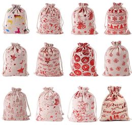 2020 Weihnachtsbaum Ornament Geschenk-Taschen Bio Tasche Sankt Sack Tragetasche mit Rentieren Weihnachtsmann Sack Taschen für Kinder