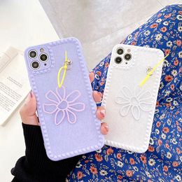 Cute INS Solid Color Granular Anti-skid Edge Phone Case For iPhone 11Pro MAX XS Max X XR 7 8 Plus Sun Flower Protect Soft Cover